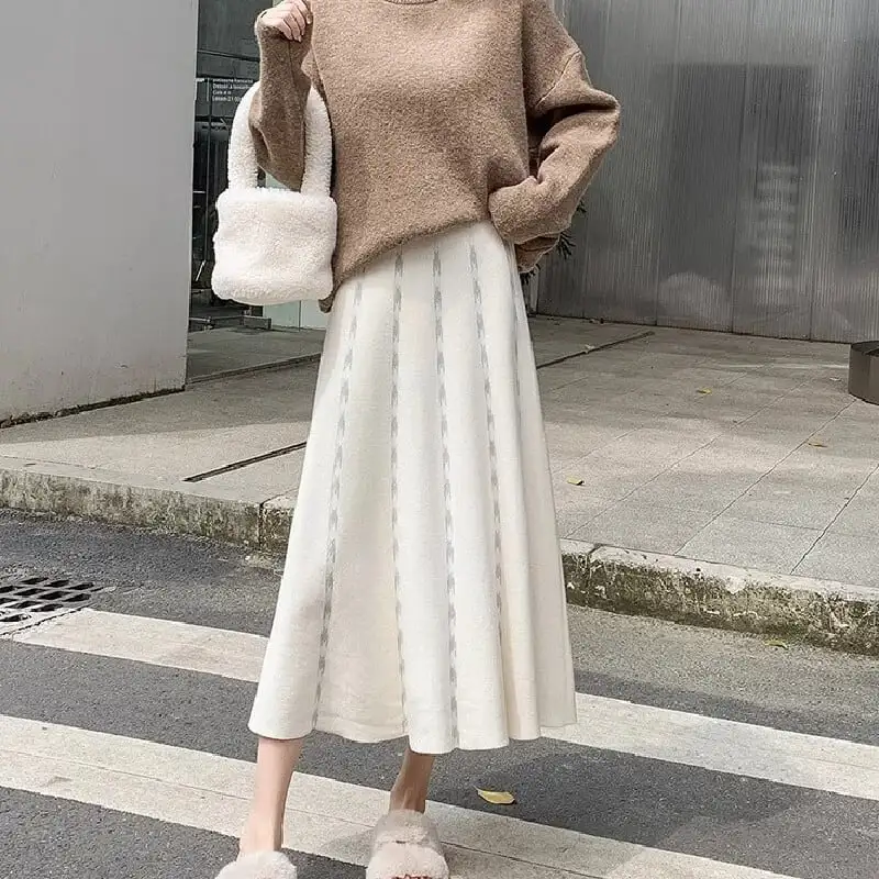 ボトムス スカート ロングスカート 4色展開 ニット ウエストゴム