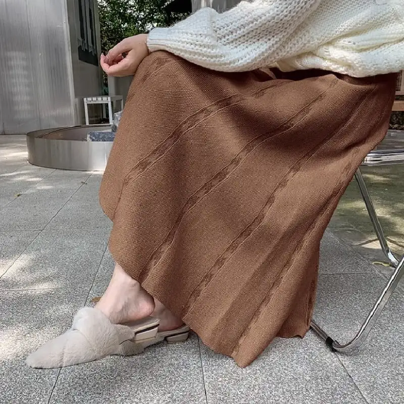 ボトムス スカート ロングスカート 4色展開 ニット ウエストゴム