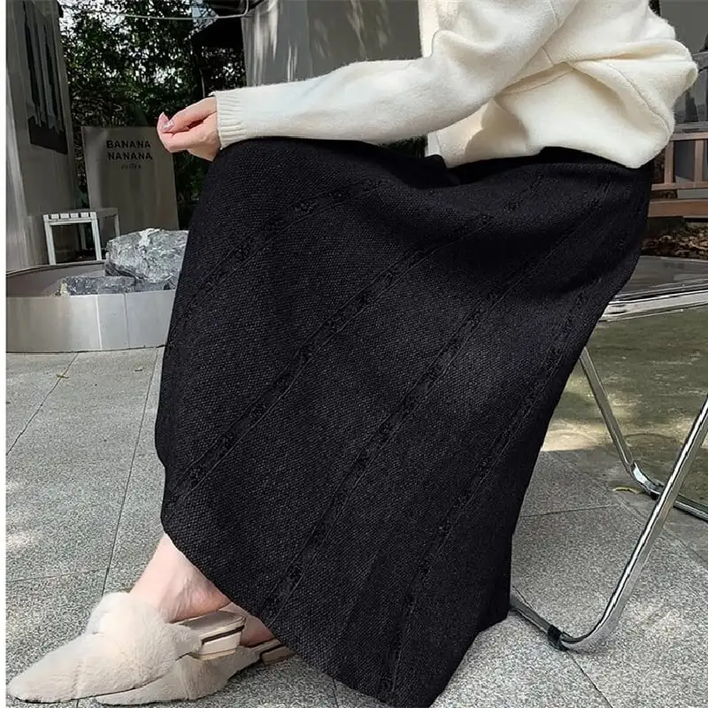 ボトムス スカート ロングスカート 4色展開 ニット ウエストゴム