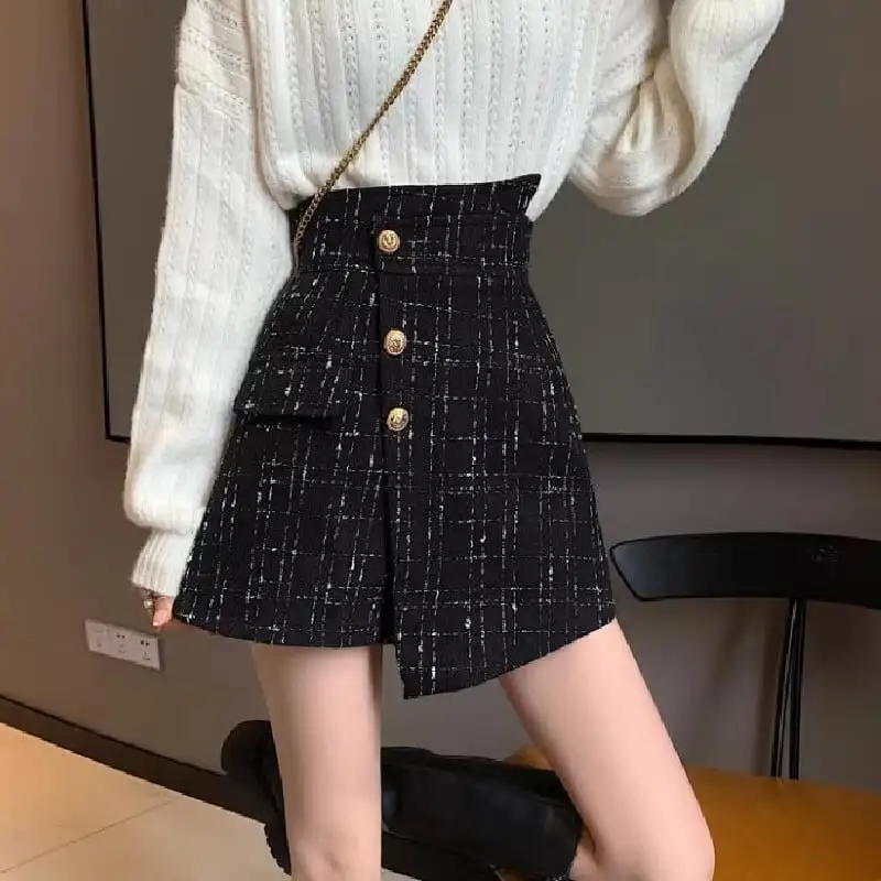 ボトムス スカート 2色展開 ミニ丈 ツイード デザイン感 大きいサイズ