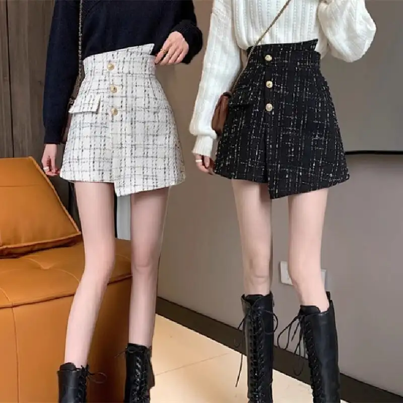 ボトムス スカート 2色展開 ミニ丈 ツイード デザイン感 大きいサイズ