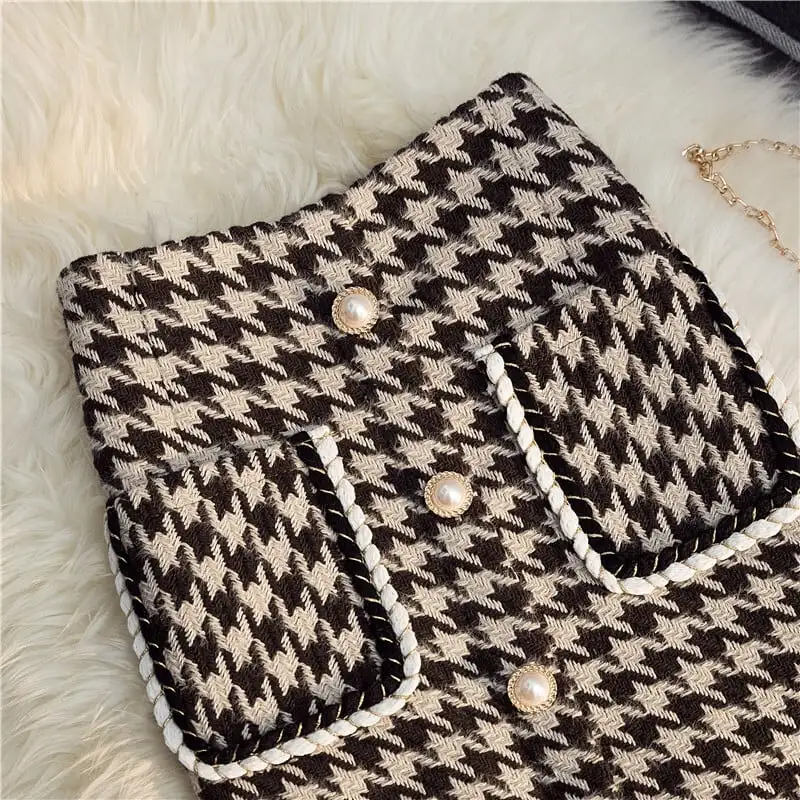 ボトムス スカート ウール エレガント 千鳥格子柄