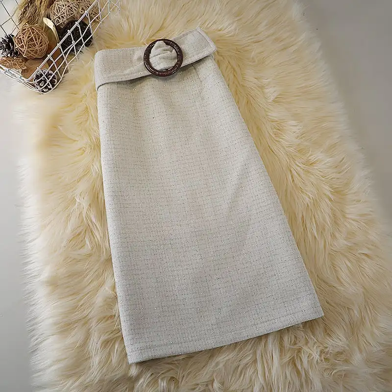 ボトムス スカート 2色展開 ロングスカート フェミニン ツイード OL