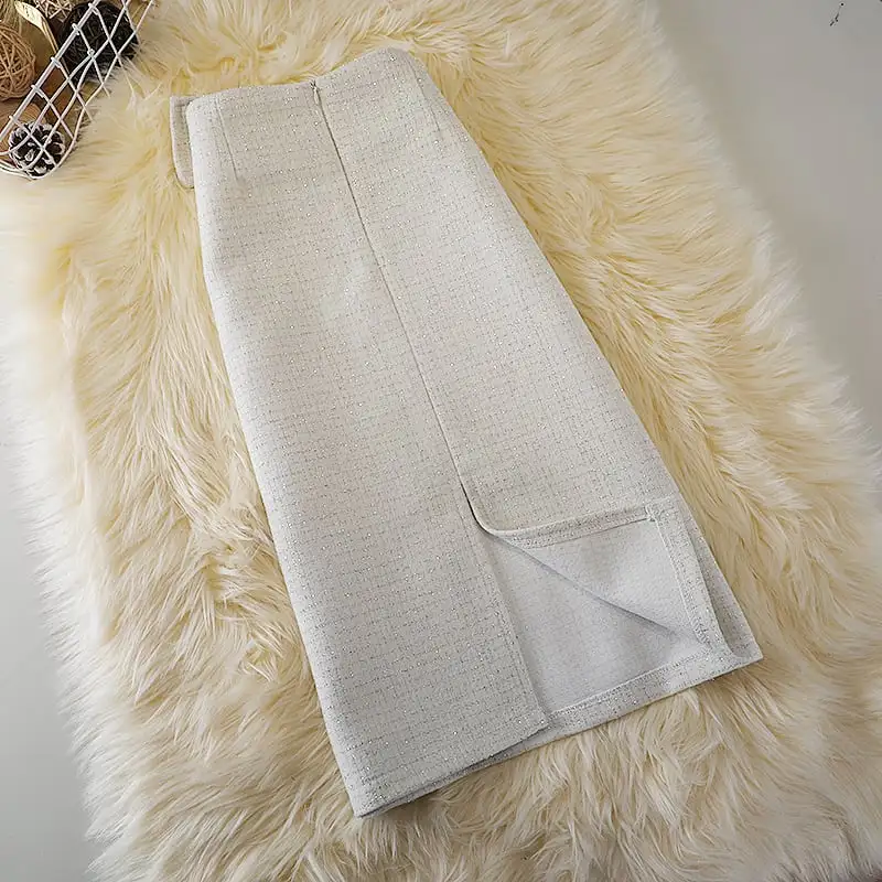 ボトムス スカート 2色展開 ロングスカート フェミニン ツイード OL