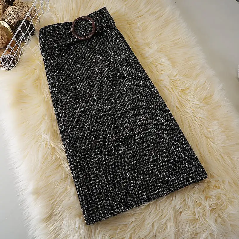 ボトムス スカート 2色展開 ロングスカート フェミニン ツイード OL