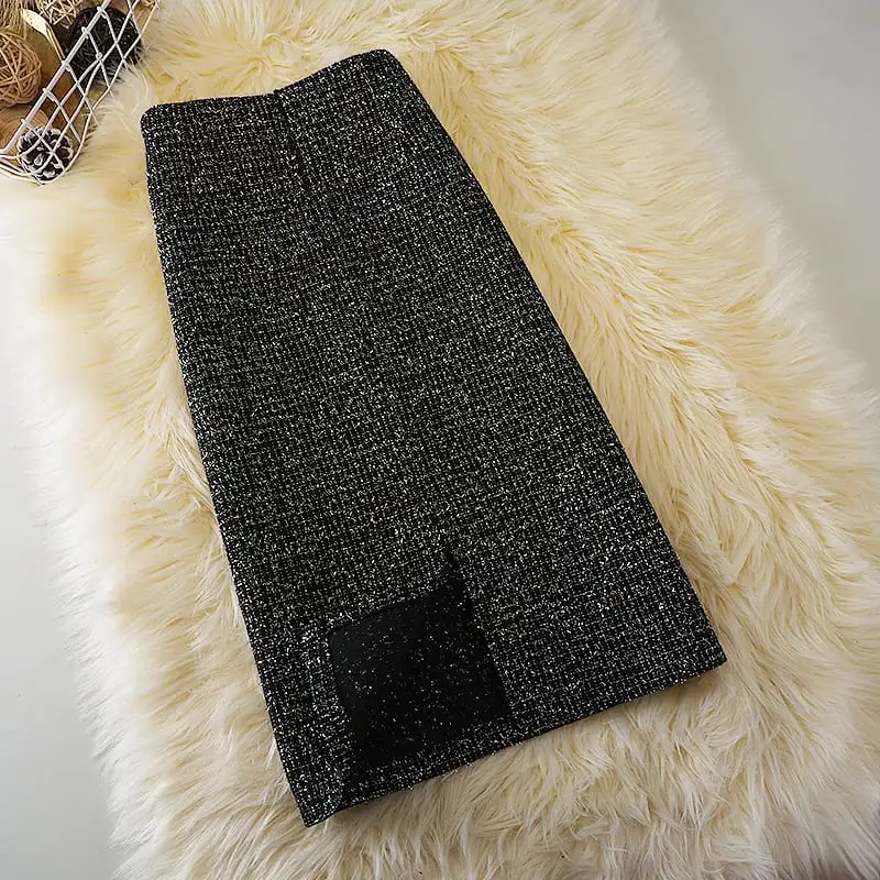 ボトムス スカート 2色展開 ロングスカート フェミニン ツイード OL