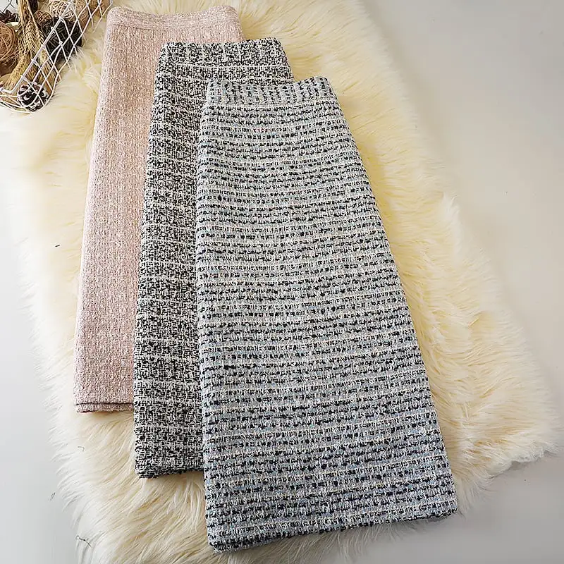 ボトムス スカート 3色展開 ロングスカート ツイード 気質満点