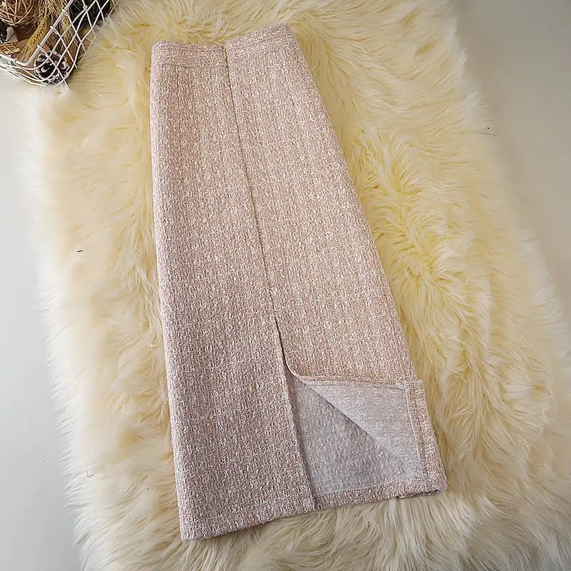 ボトムス スカート 3色展開 ロングスカート ツイード 気質満点