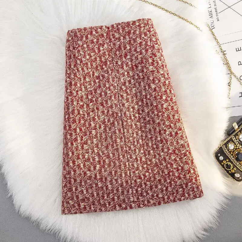 ボトムス スカート ミニスカート 大きいサイズ 気質 ツイード