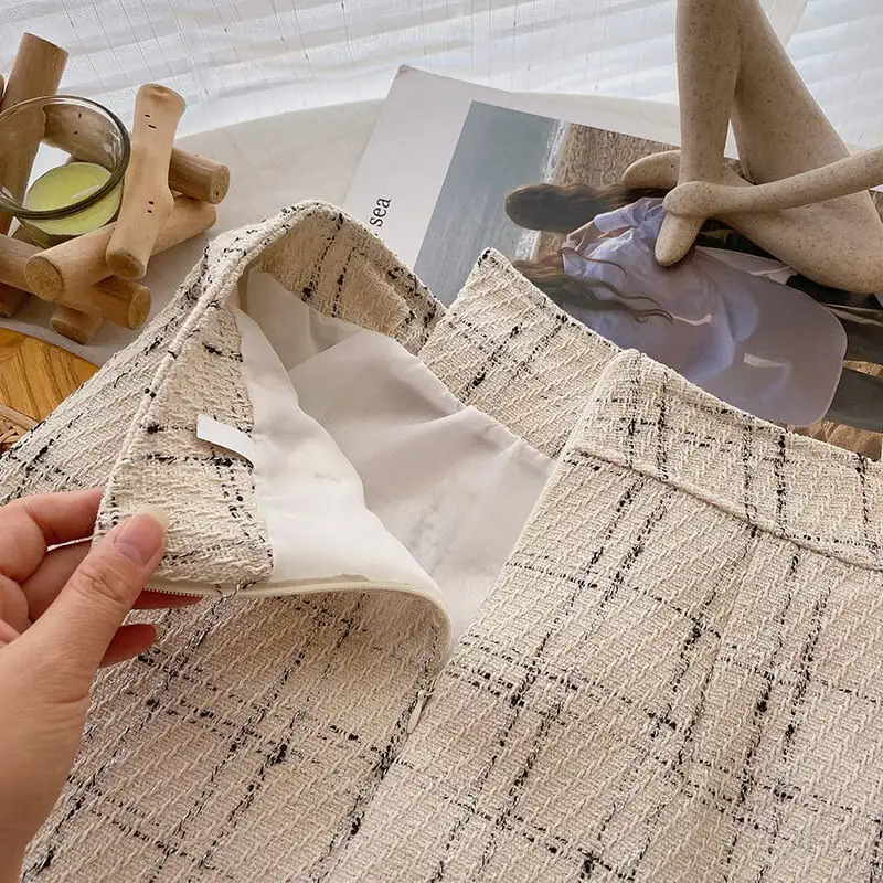 ボトムス スカート チェック柄 不規則 ハイウエスト