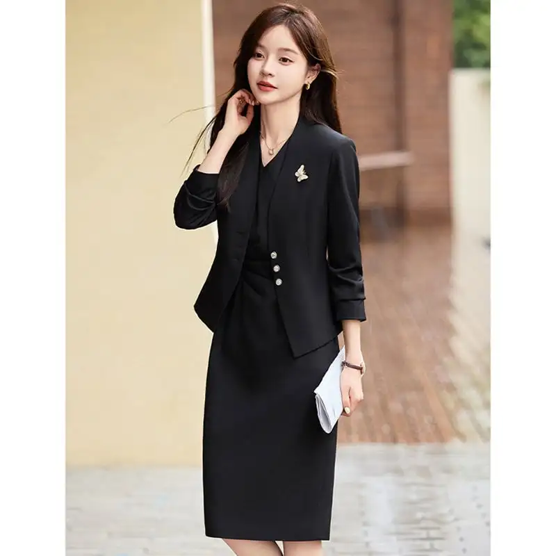 セットアップ ジャケット+ワンピース 2色展開 通勤 無地