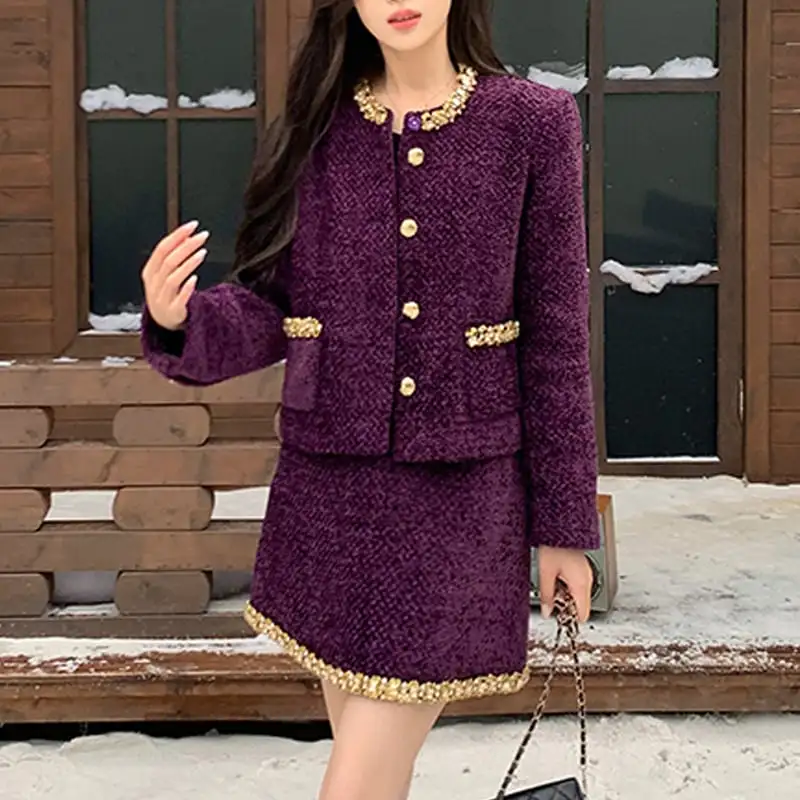 セットアップ ジャケット+スカート ラインストーン 視線集中