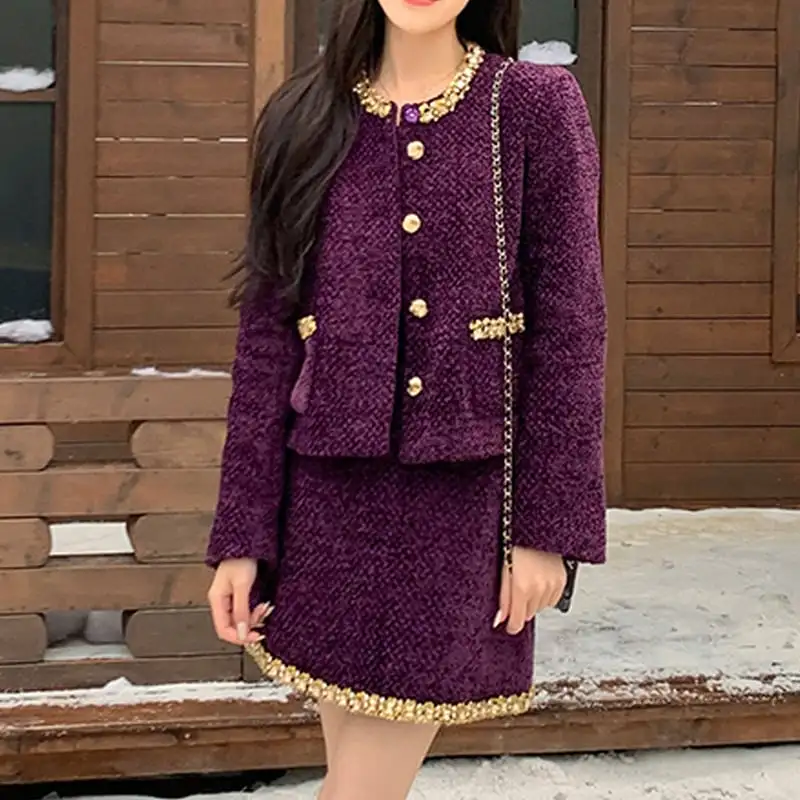 セットアップ ジャケット+スカート ラインストーン 視線集中