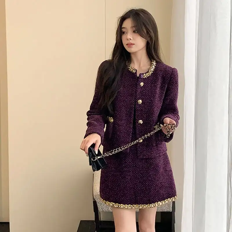 セットアップ ジャケット+スカート ラインストーン 視線集中