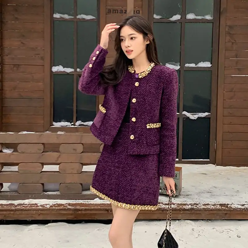 セットアップ ジャケット+スカート ラインストーン 視線集中