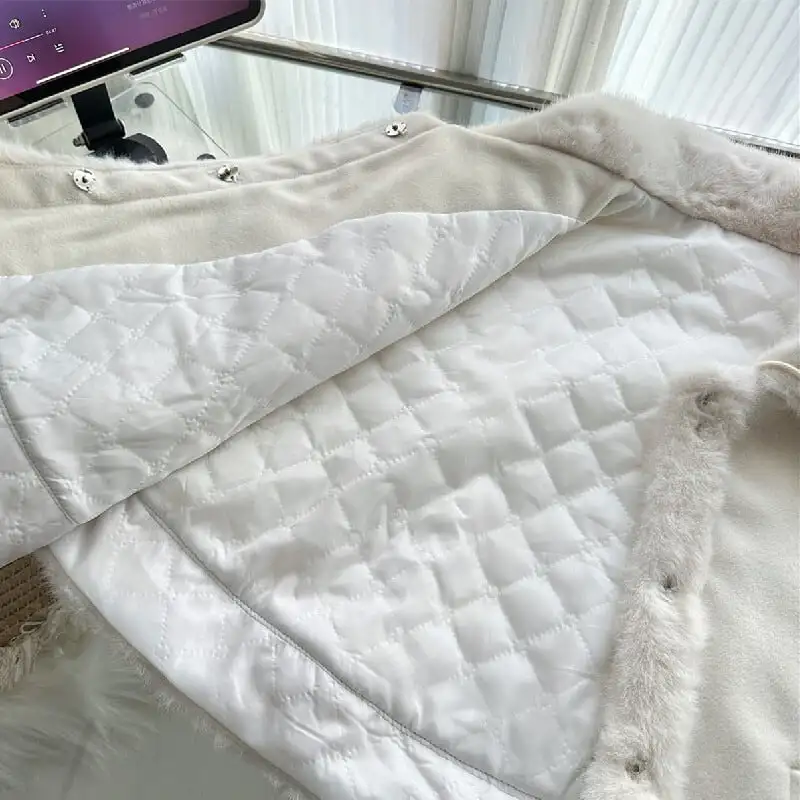 セットアップ マント+スカート スウィート 綿入れ 長袖 毛玉