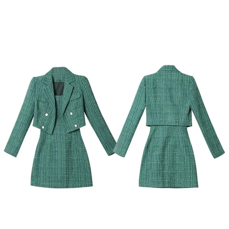 セットアップ OL/通勤 かわいい ツイード キャミソール トップス+ワンピース