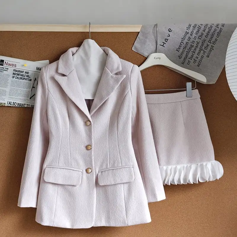 セットアップ ジャケット+スカート スーツ デザイン感 長袖