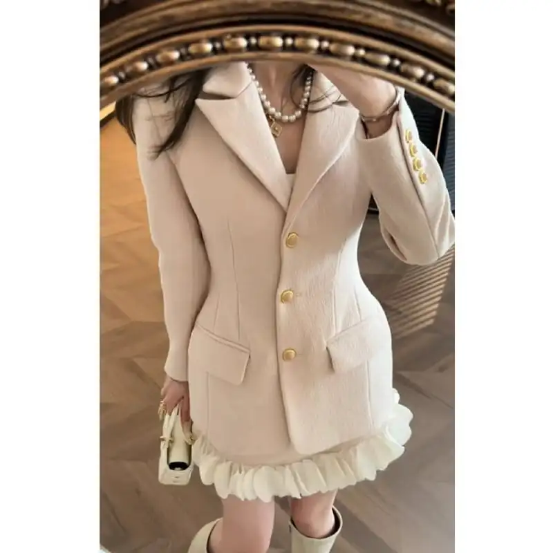 セットアップ ジャケット+スカート スーツ デザイン感 長袖