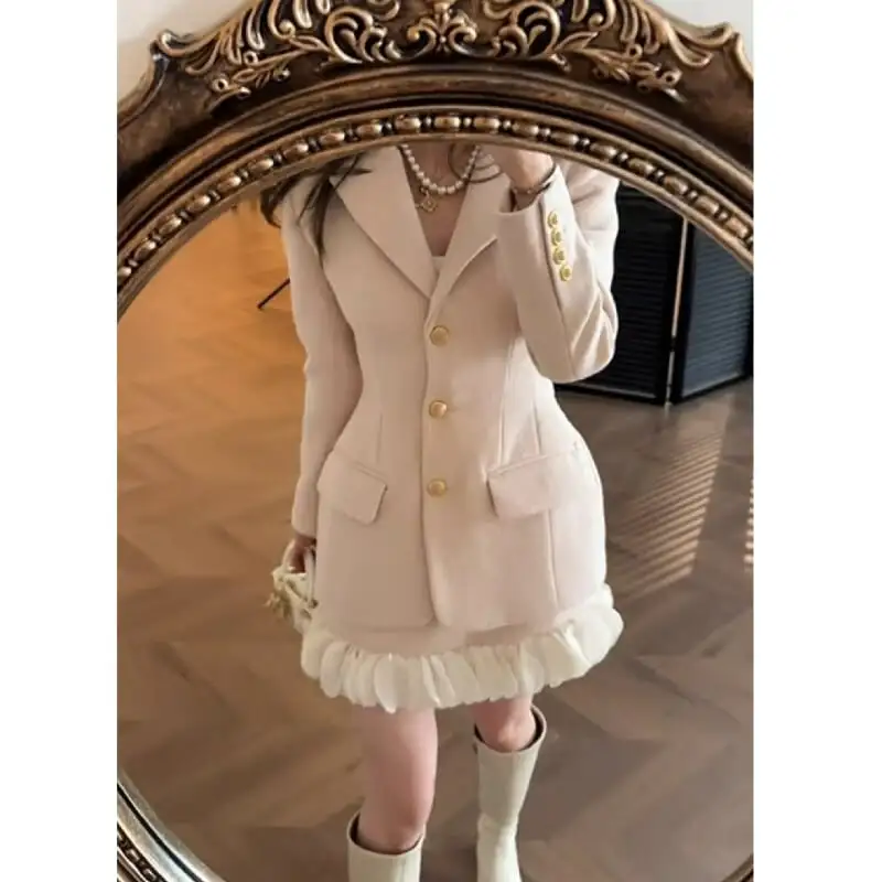 セットアップ ジャケット+スカート スーツ デザイン感 長袖