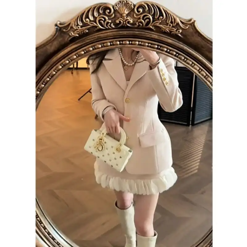 セットアップ ジャケット+スカート スーツ デザイン感 長袖