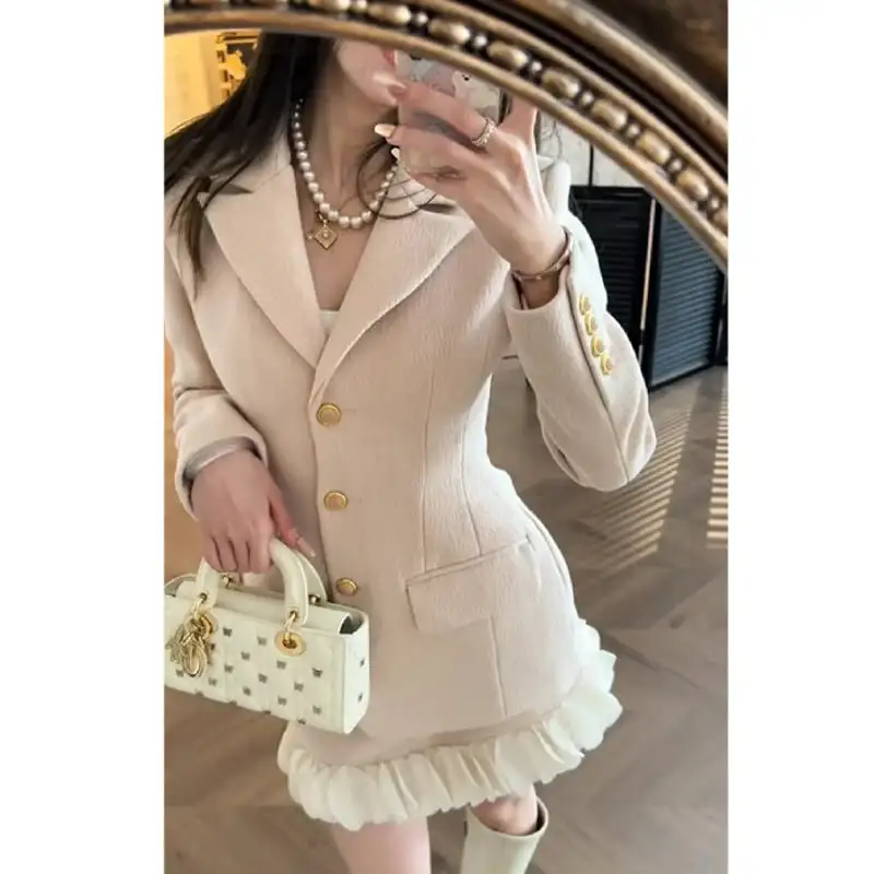 セットアップ ジャケット+スカート スーツ デザイン感 長袖