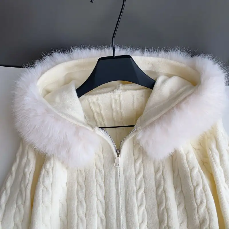 セットアップ トップス+スカート 2色展開 ニット フード付き