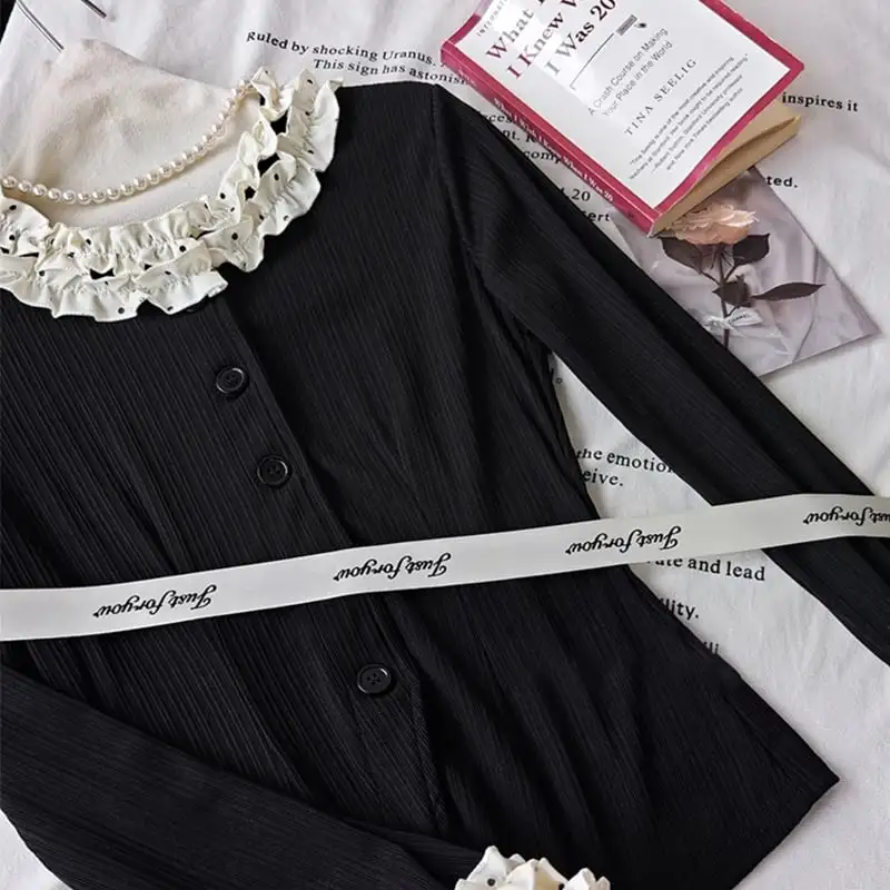 セットアップ トップス+スカート 3点セット ドット柄 レトロ 水玉模様