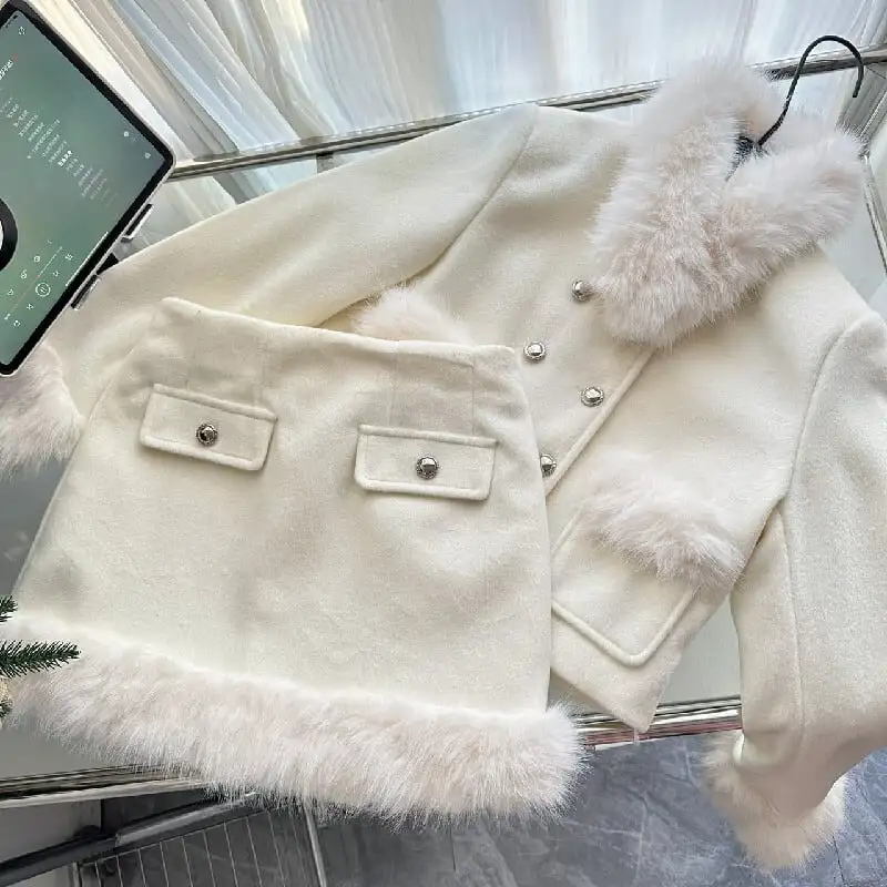 セットアップ ジャケット+スカート スウィート 綿入れ ダブルブレスト