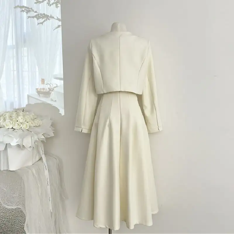 セットアップ ジャケット+スカート 大振裾 長袖 ダブルブレスト 気質アップ