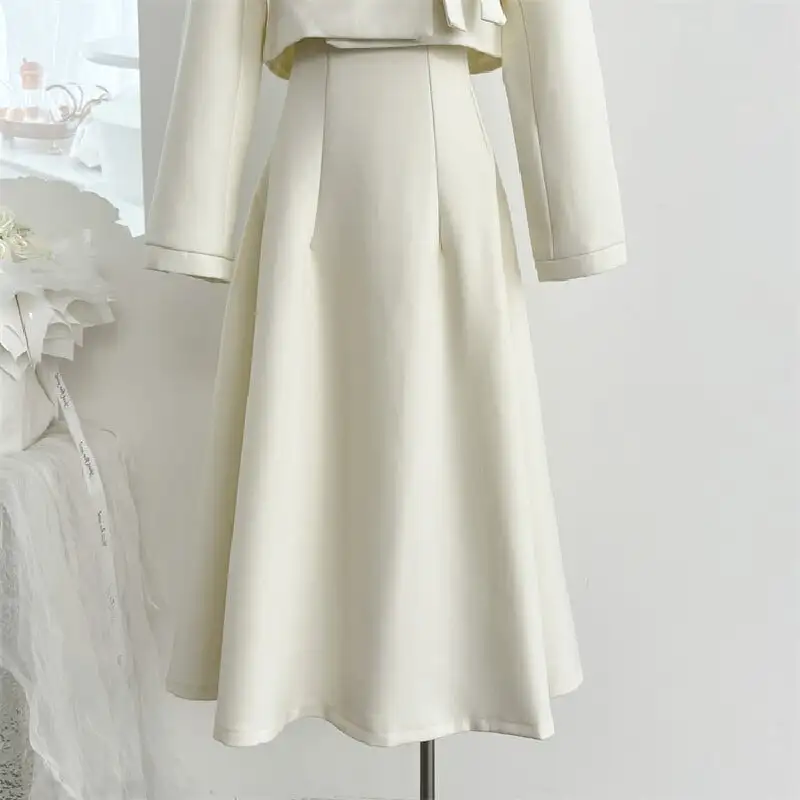 セットアップ ジャケット+スカート 大振裾 長袖 ダブルブレスト 気質アップ