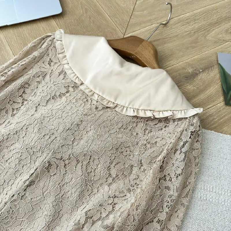 セットアップ トップス+スカート レース リボン スウィート 長袖