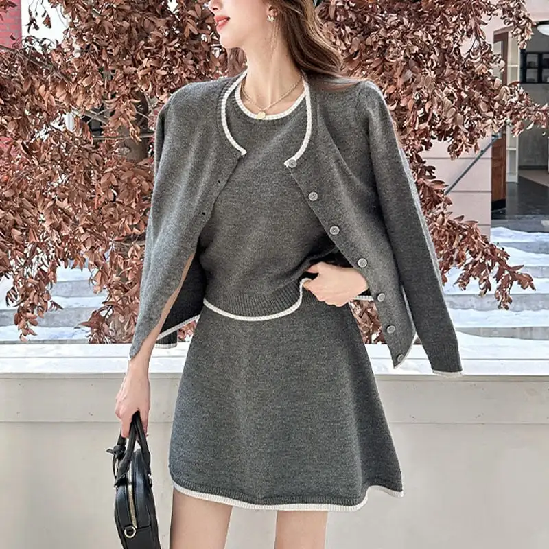 セットアップ 3点セット ニット 2色展開 シンプル