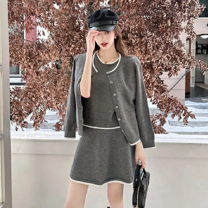 セットアップ 3点セット ニット 2色展開 シンプル