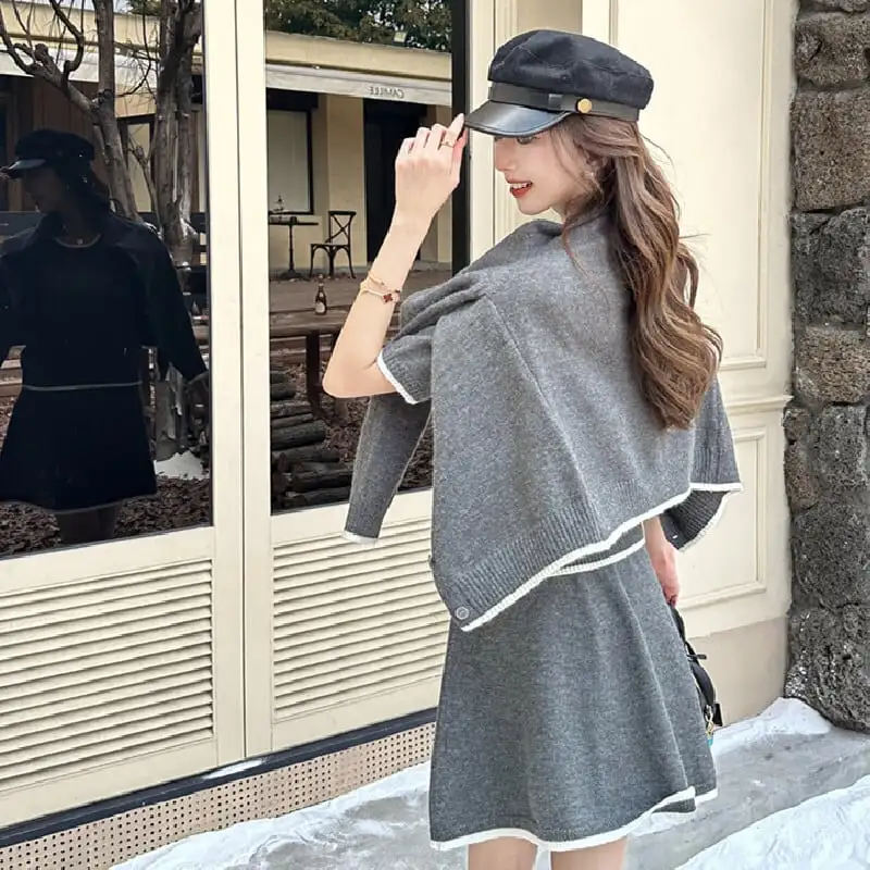 セットアップ 3点セット ニット 2色展開 シンプル