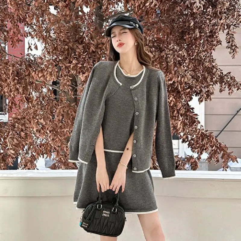 セットアップ 3点セット ニット 2色展開 シンプル