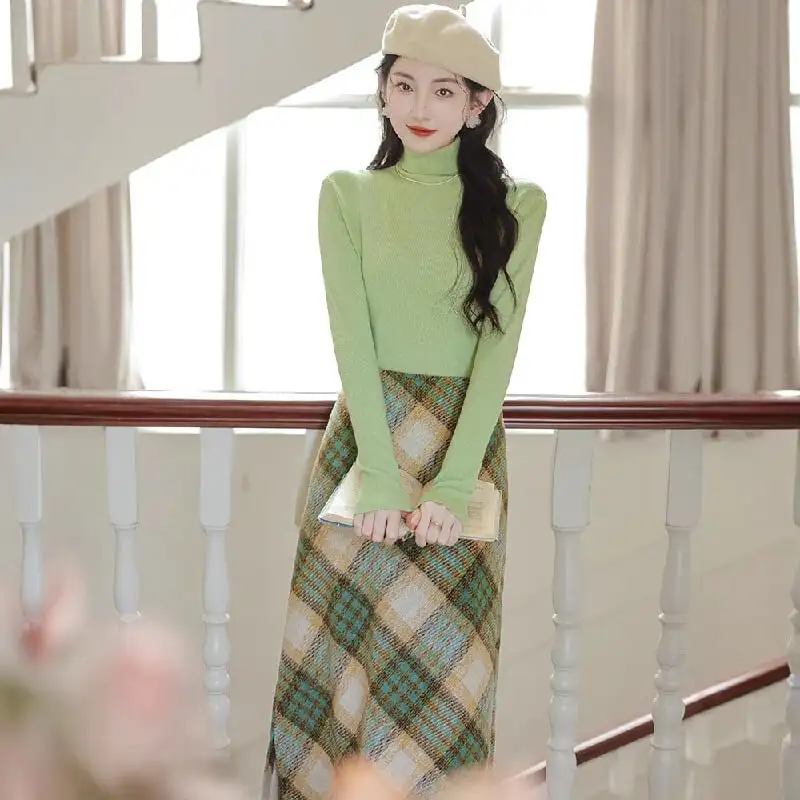 セットアップ トップス+スカート チェック柄 気質満点 レトロ