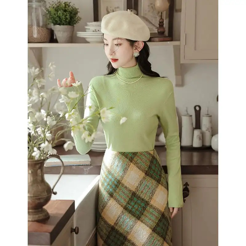 セットアップ トップス+スカート チェック柄 気質満点 レトロ