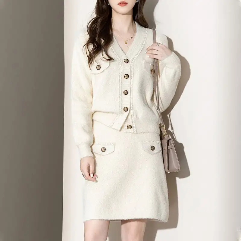 セットアップ トップス+スカート 通勤 Vネック フェミニン