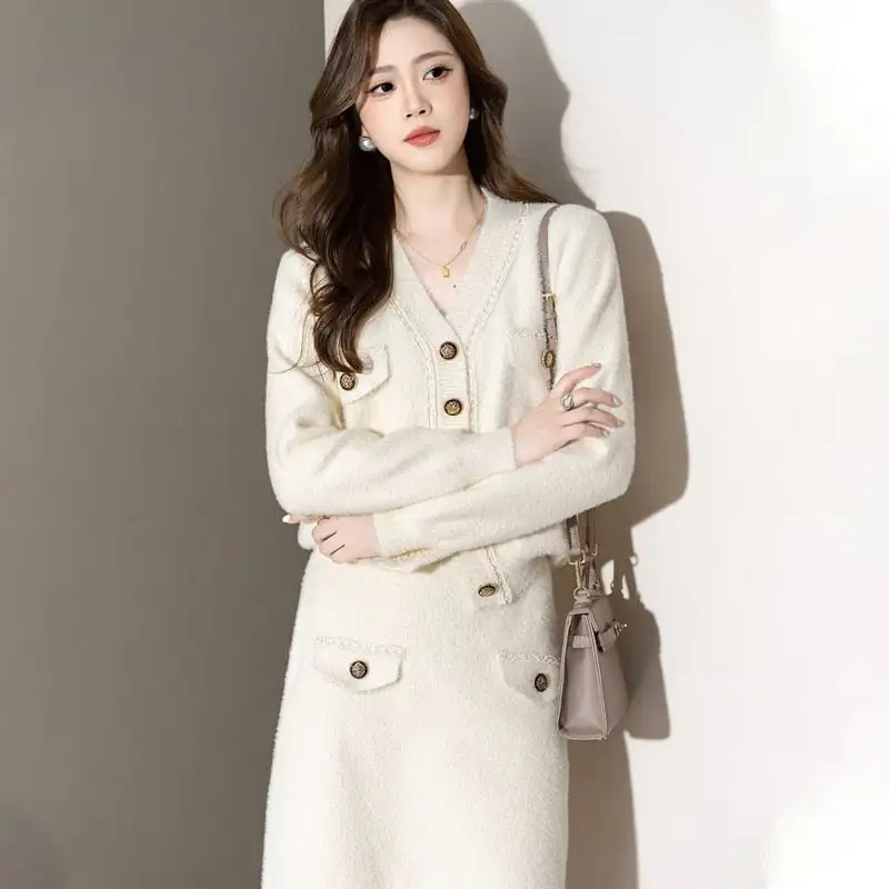 セットアップ トップス+スカート 通勤 Vネック フェミニン