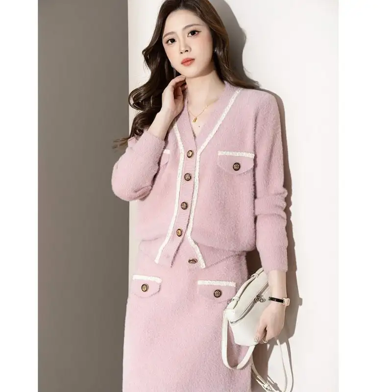 セットアップ トップス+スカート エレガント OL Vネック