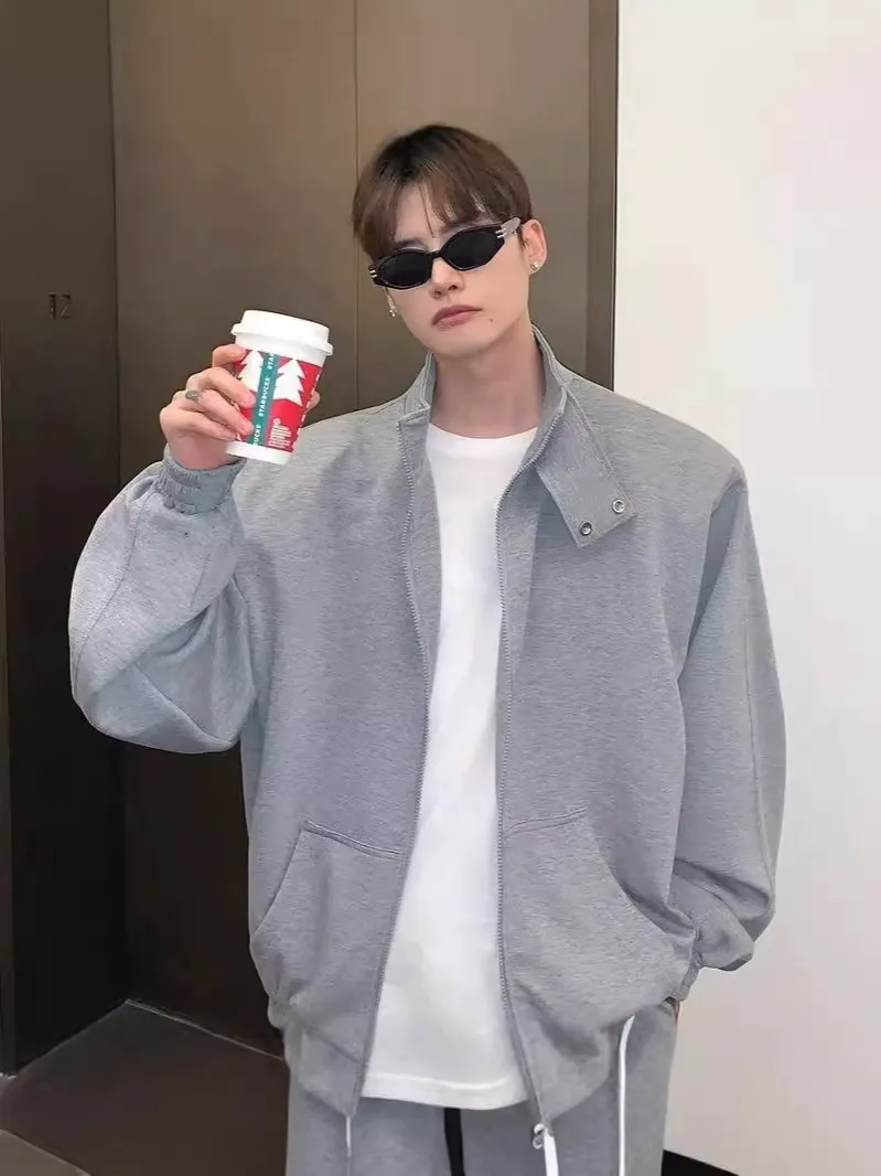 セットアップ スタンドネック 長袖 カジュアル ジャケット+長ズボン