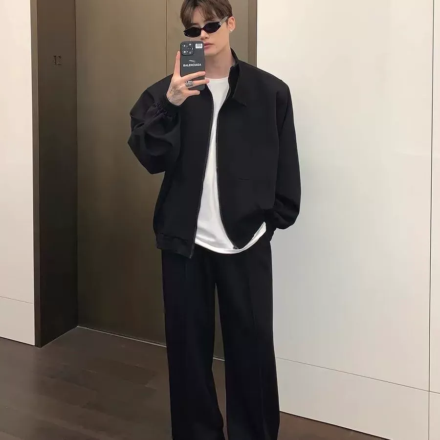 セットアップ スタンドネック 長袖 カジュアル ジャケット+長ズボン