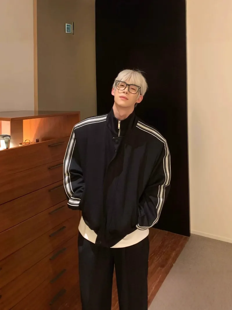 セットアップ トレンド カジュアル 合わせやすい ルーズ スタンドネック トレーナー+ボトムス