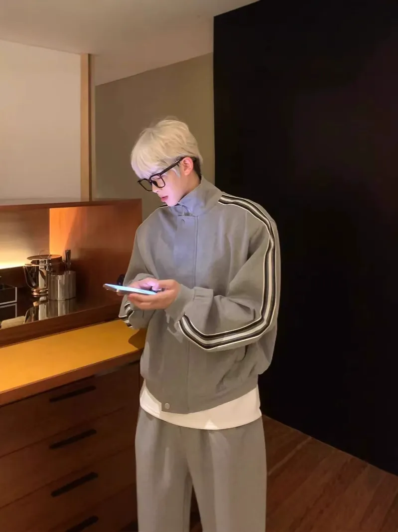 セットアップ トレンド カジュアル 合わせやすい ルーズ スタンドネック トレーナー+ボトムス