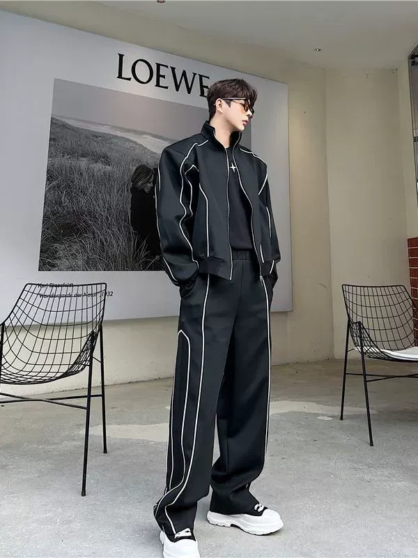 セットアップ カジュアル カッコイイ 人気 ジャケット ワイドパンツ セット