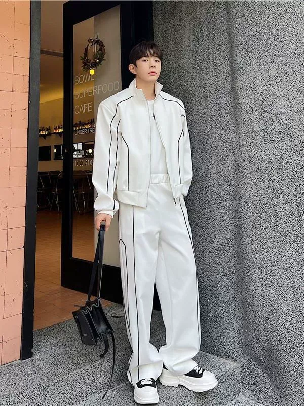 セットアップ カジュアル カッコイイ 人気 ジャケット ワイドパンツ セット