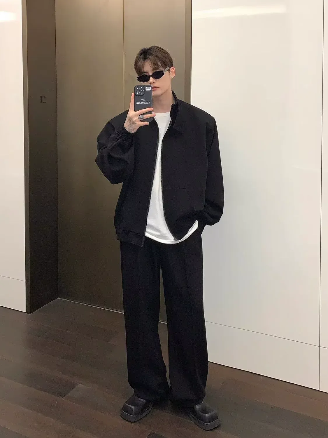 セットアップ カジュアル 折り襟 ジャケット+ボトムス 二点セット