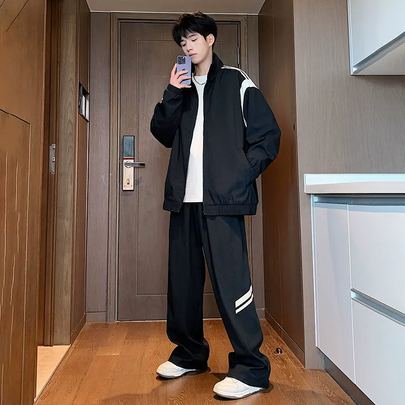 セットアップ カジュアル シンプル ジャケット+長ズボン セット