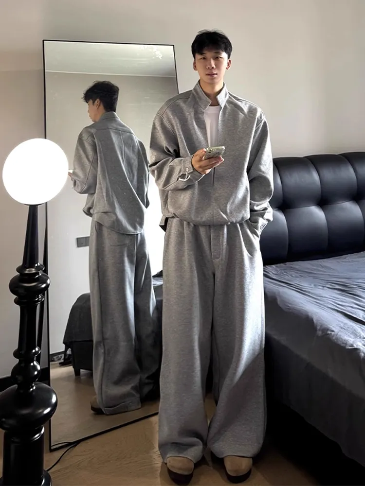 フェイクレイヤード ルーズ 着心地良い カジュアル トップス+ボトムス セットアップ